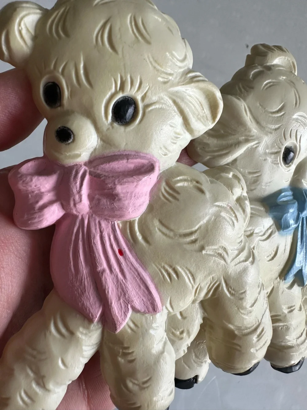 Vintage Homco Nursery Wall Decor MCM Baby Sheep Lambs bows 7607-1 7607-2 kitsch
